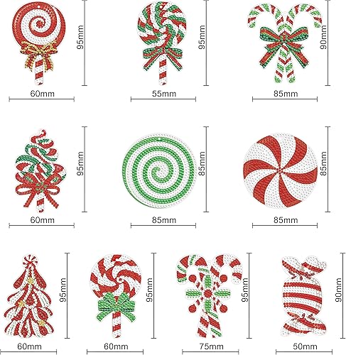 Miniatura 2 de LXTONG Colgante colgante de pintura de diamante, 10 piezas de cristal con forma especial de árbol de Navidad, pintura de diamantes por números,