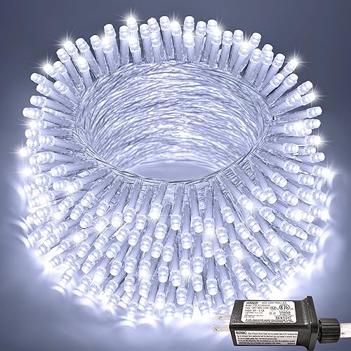 JMEXSUSS 66ft 200 LED White Christmas Lights Indoor Outdoor, Connectable