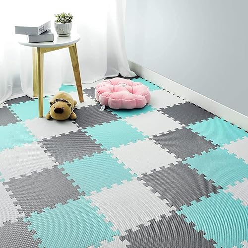 Vista 93 de qqpp Alfombrillas de espuma de rompecabezas de goma EVA con 18 azulejos entrelazados - Alfombra de juego para bebé para jugar Esterilla