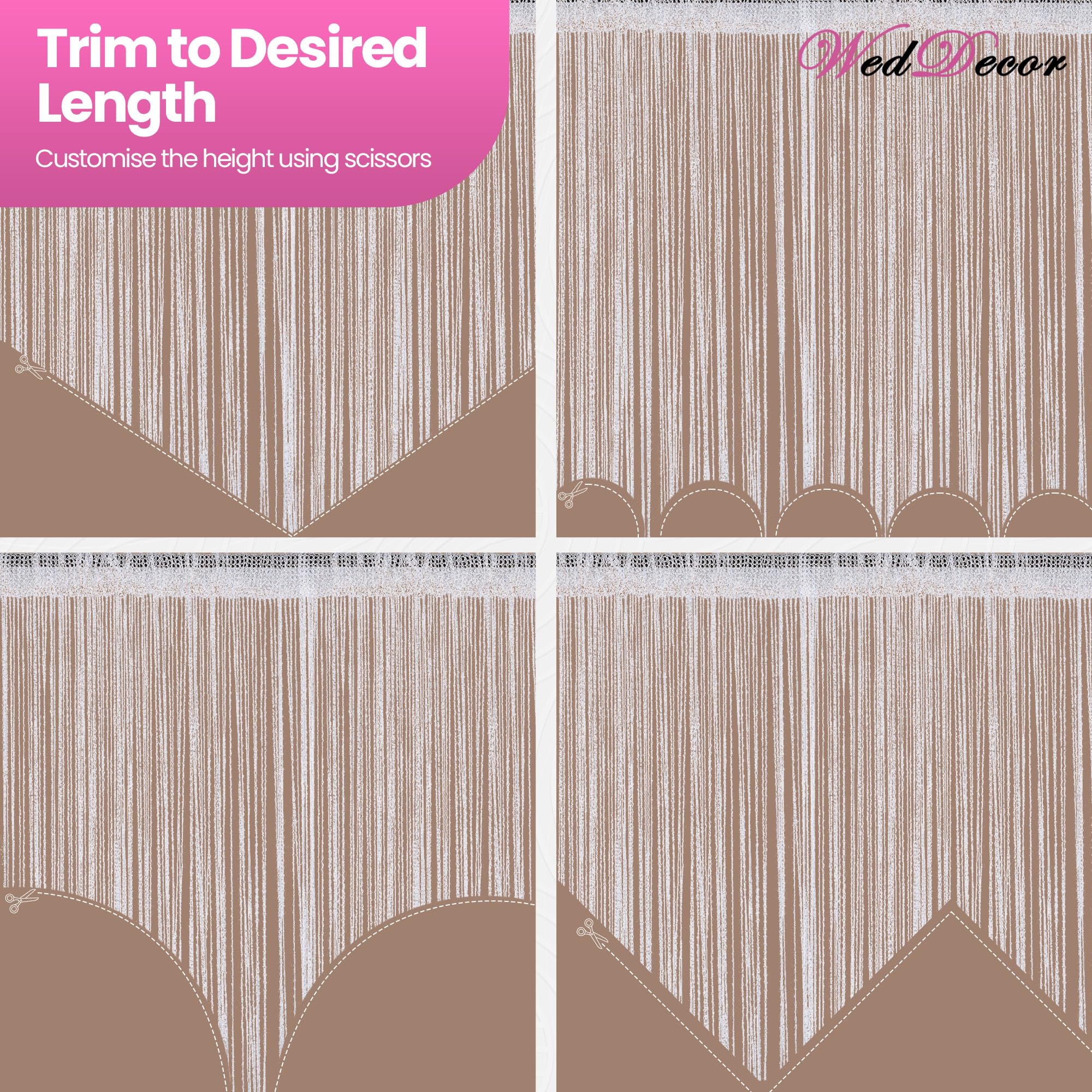 Weddecor Stringa Tende Brillantini Frangia Pannello Fly Schermo Divisorio Nappa Tendine per Porte, Porta Ingresso, Windows, Casa Decorazione, Evento Decorazione, (90cm x 200cm) - Champagne, 90 x 200cm