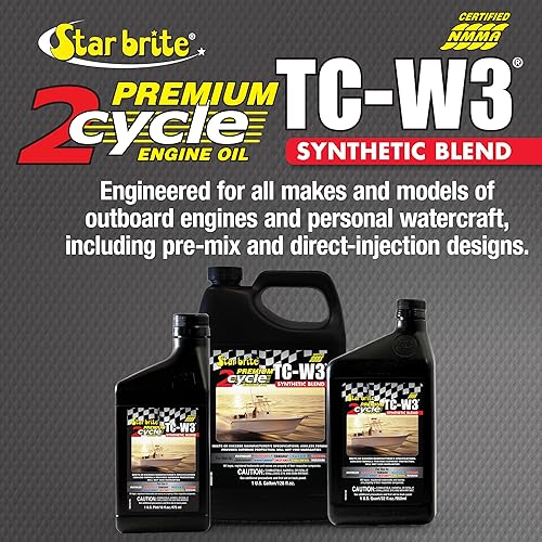 Miniatura 6 de STAR BRITE Aceite de motor prémium de 2 ciclos TC-W3, mezcla sintética de alta calidad para todos los motores fueraborda de 2 tiempos, embarcaciones