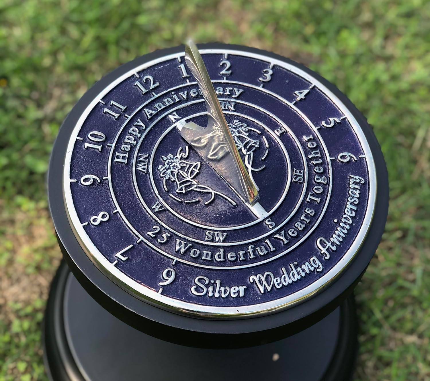 ARTIZANSTORE 25th Year Silver Wedding Anniversary Parents & Couples Celebration Unique Gift Idea Sundial Home Decor & Garden Decor