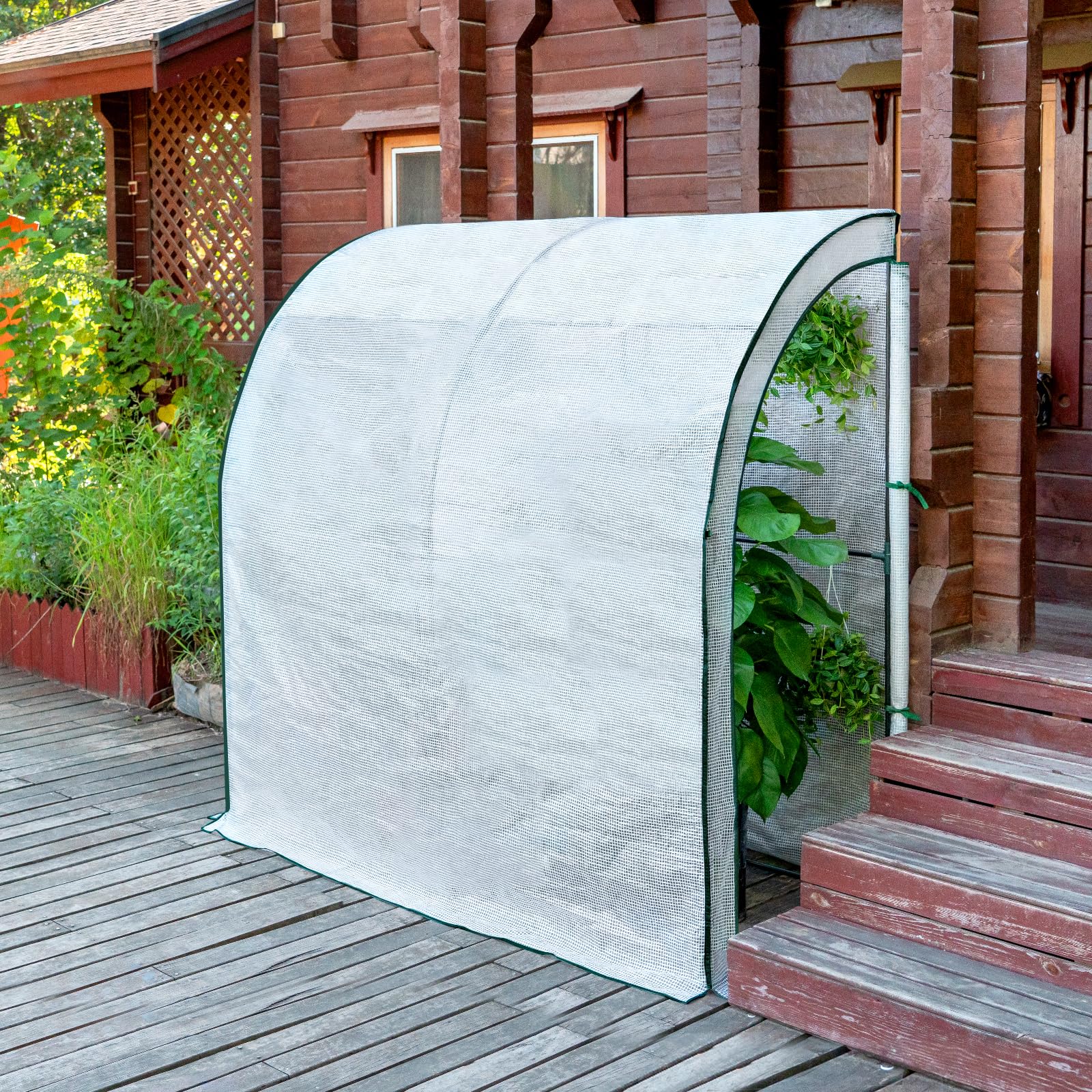 WOLTU Serre de Jardin avec Bâche PE Renforcée Imperméable 140g/m², Tente de Protection pour Plantes, Fleurs et légumes de Toutes Les Saisons, Serre de hivernage Murale, 200x100x210cm, Blanc
