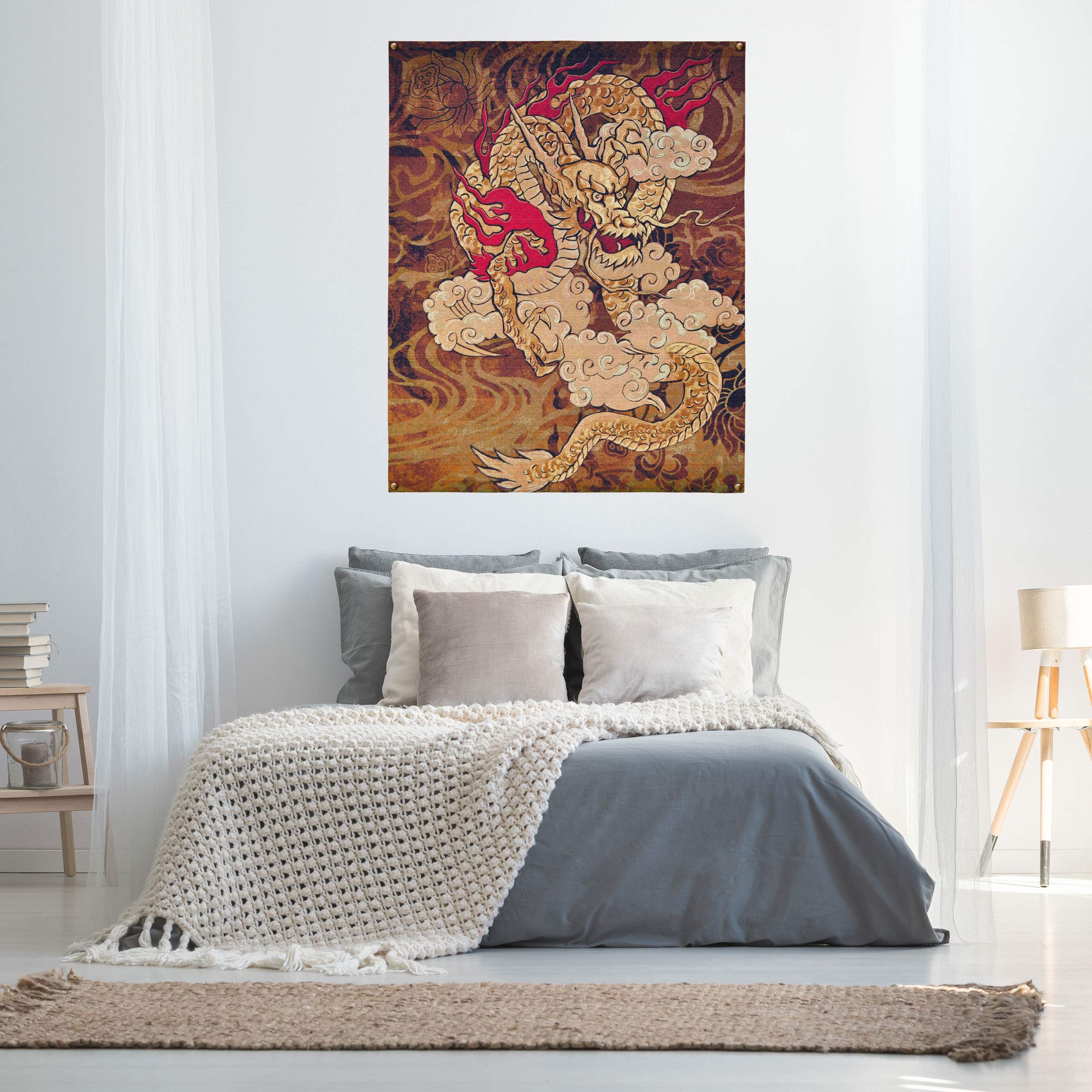 Amazon.com: Golden Dragon by Brad Simpson | Woven Tapestry Wall
