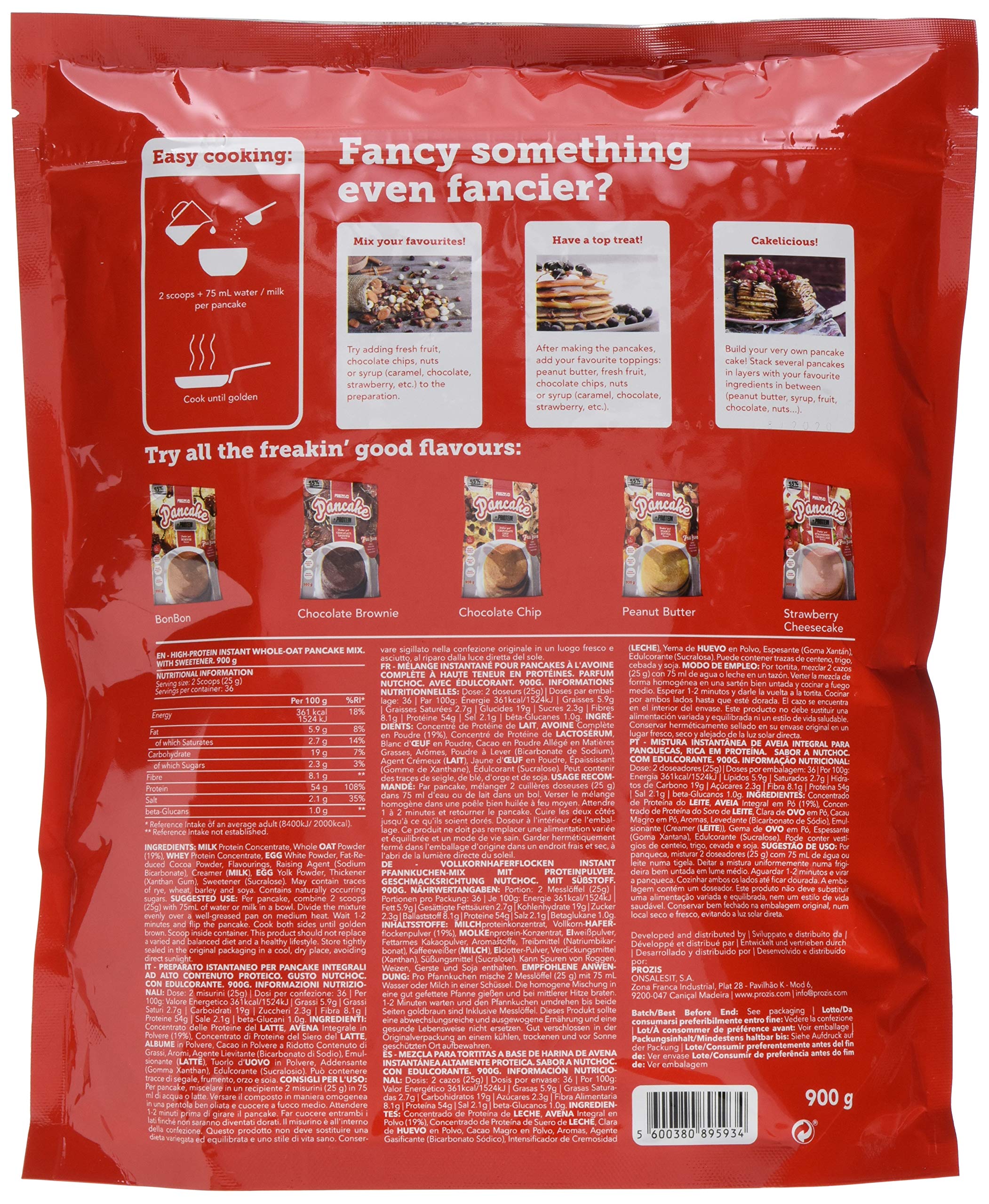 Prozis Pancake + Protein, Pancake di Avena con Proteina, 900 g, NutChoc
