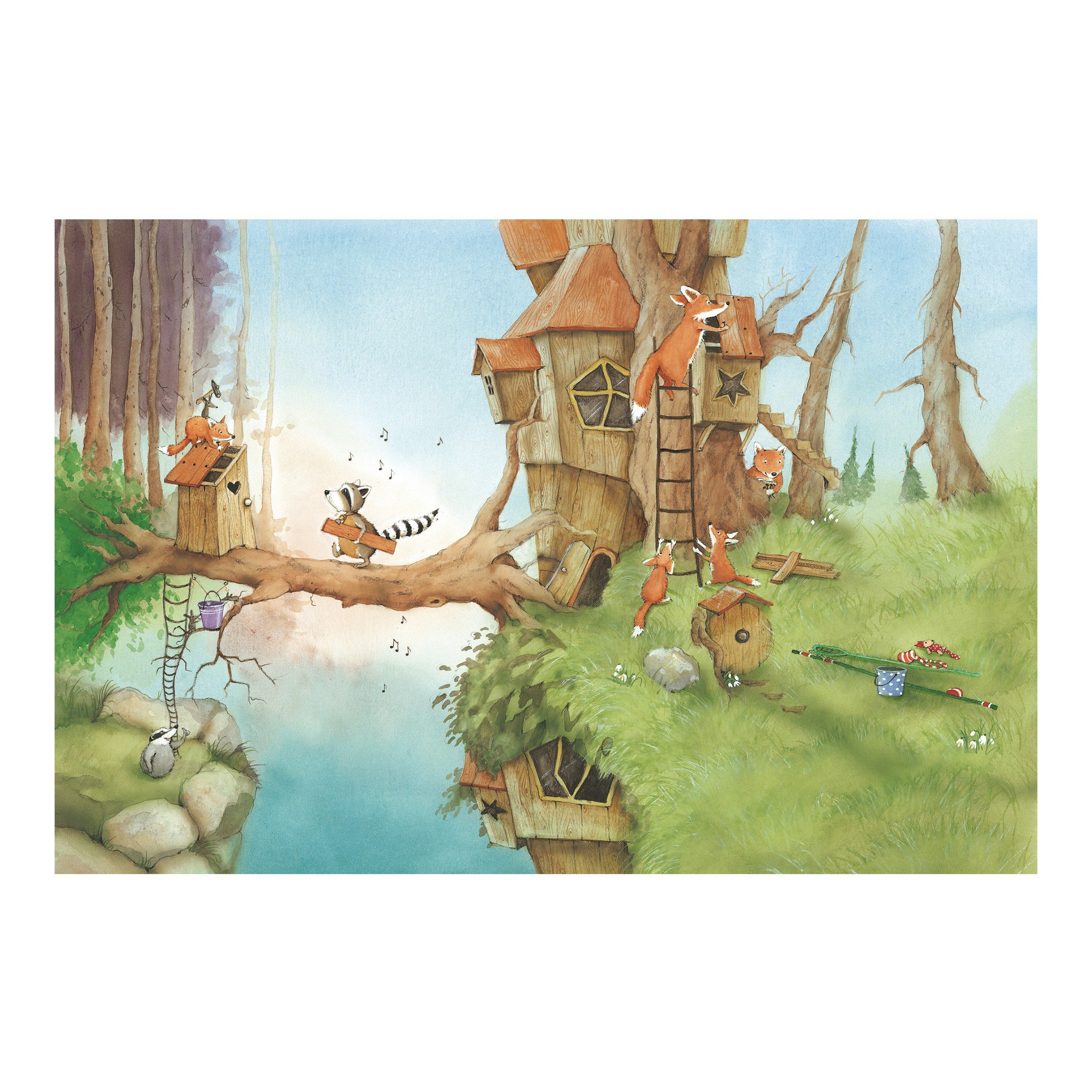 Non-Woven Wallpaper Premium Vasily and Family Fuchs Wide, 126 x 189 inches