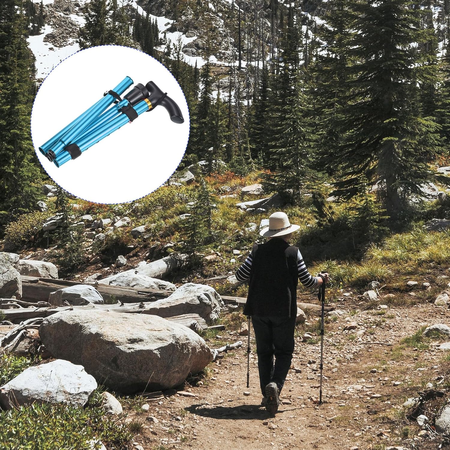M METERXITY Trekking Poles - Collapsible Hiking Walking Sticks, Telescopic & Folding, Apply to Women Walking Backpacking