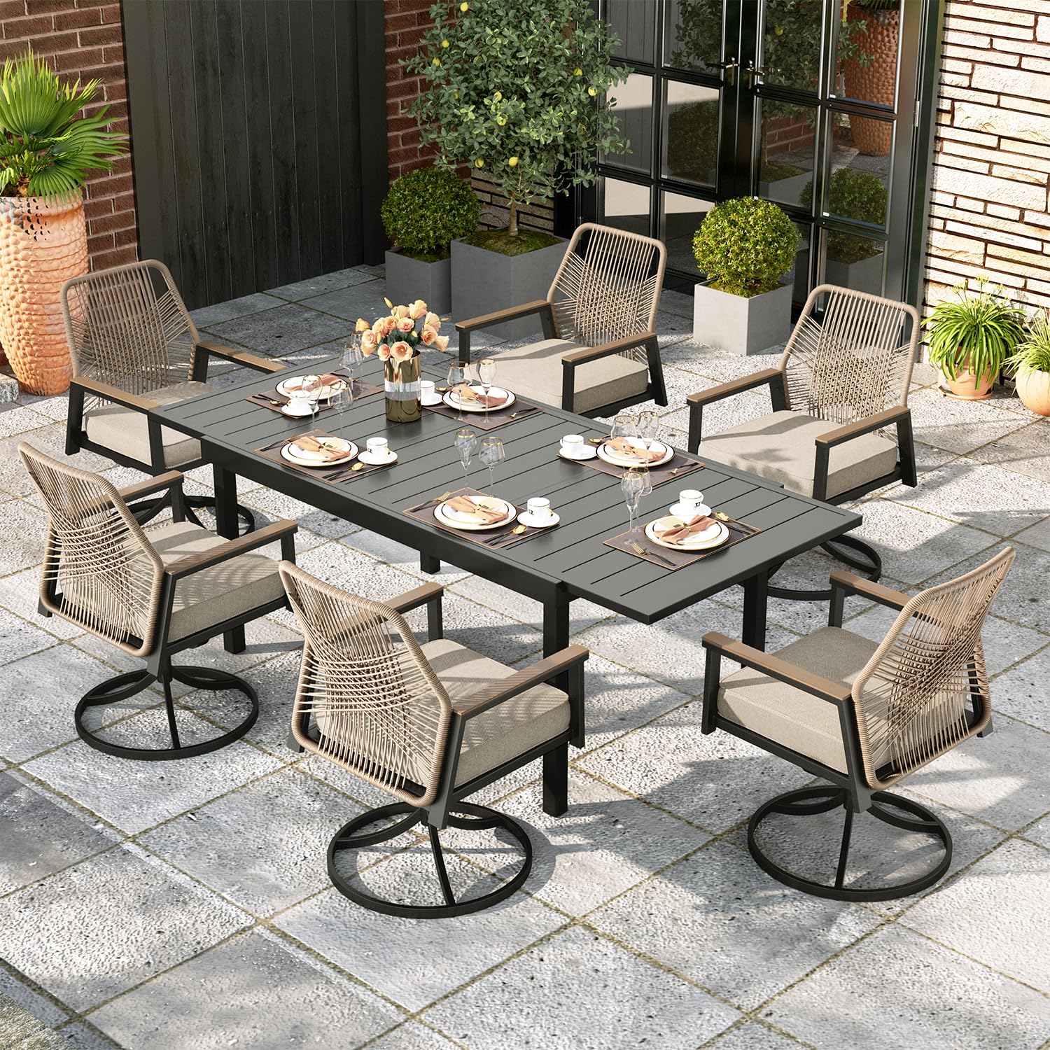 7 Pieces Outdoor Patio Dining Set