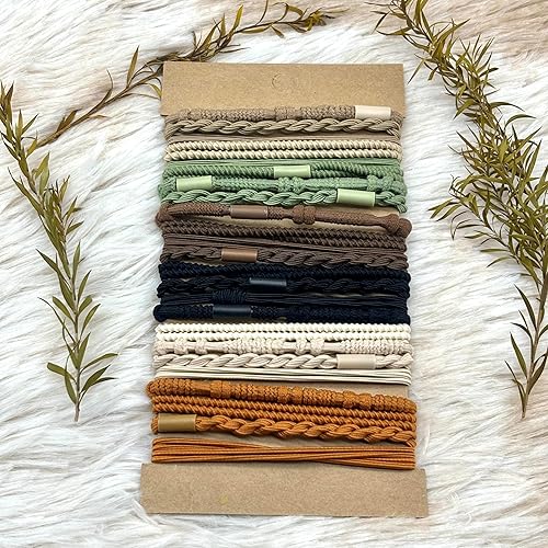 Miniatura 2 de GEMGIMY Juego de 24 lazos para el cabello con pulseras bohemias con 6 colores y 4 diseños elegantes