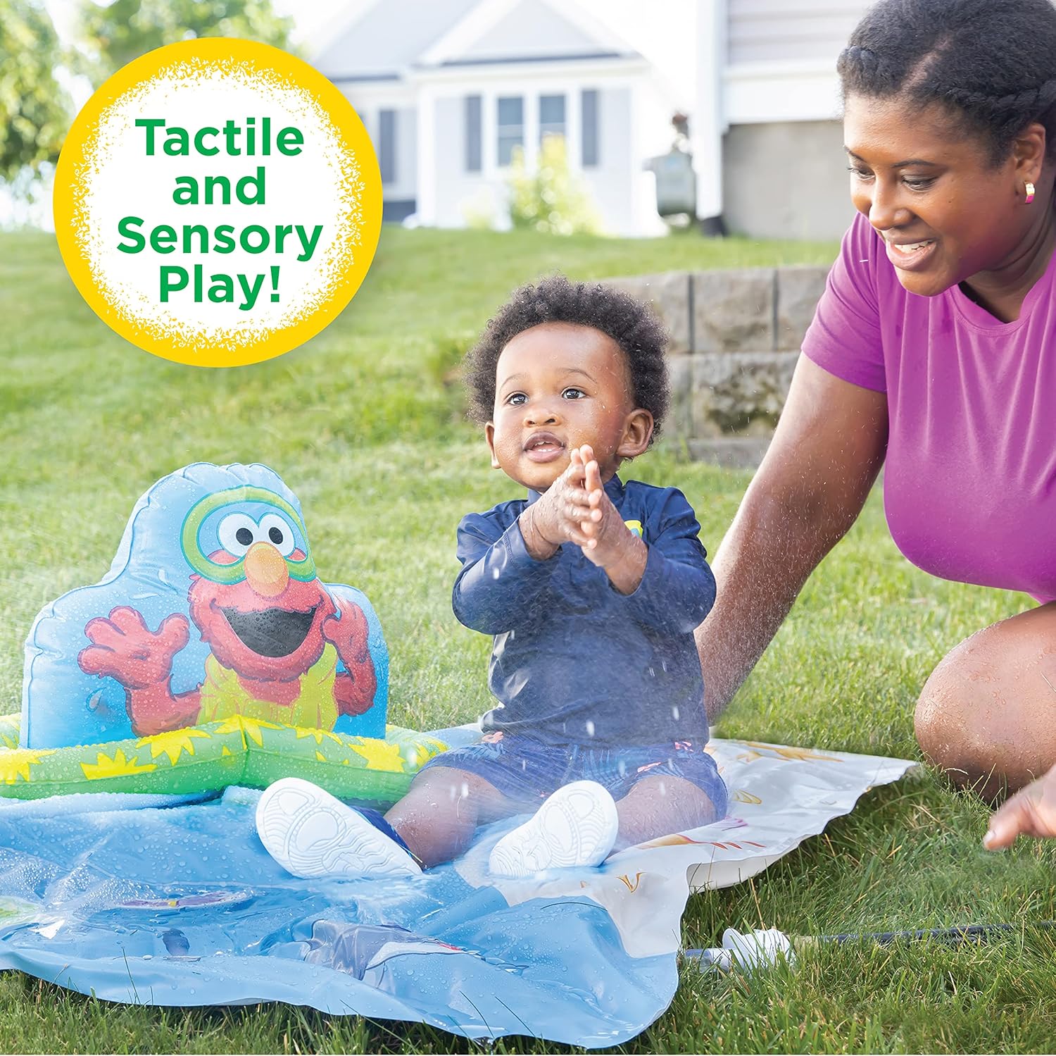 Little Kids Sesame Street Elmo My First Splash Pad for Toddlers with Sensory Activities, Multi (1831)