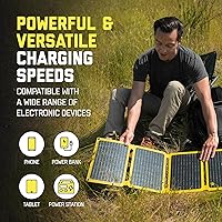 Vista 2 de SunJack – 40 Watt Foldable Solar Panel, ETFE Waterproof Portable Solar Panel with Kickstands, USB-C PD30W, USB-A QC3.0, DC Output, Solar Panels for