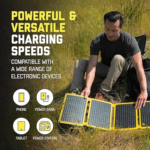 Miniatura 2 de SunJack Panel solar plegable de 15 vatios, panel solar portátil monocristalino ETFE con USB-C y USB-A, paneles solares impermeables IP67 para