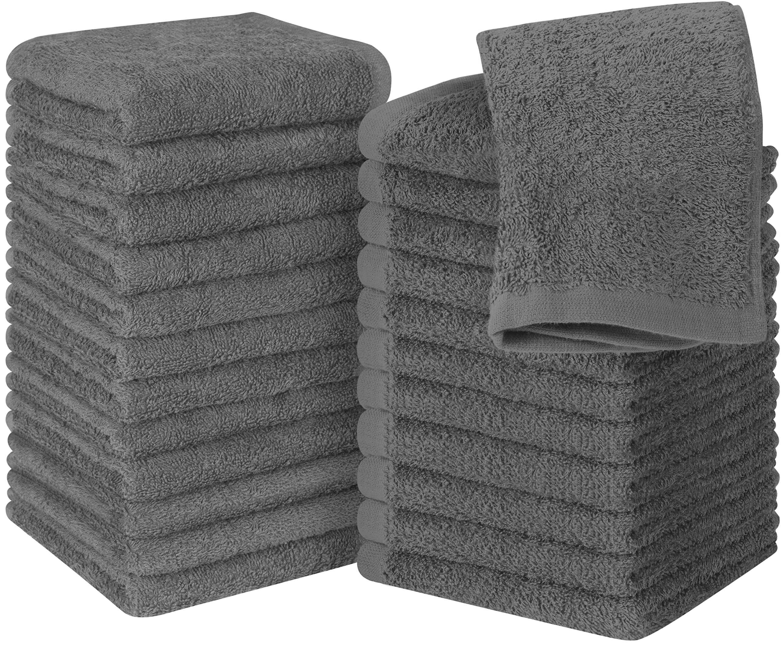 Utopia Towels - 288 Pack Washcloths Set - 30 x 30 cm, White - 100% Ring Spun 288 Pack, Premium Quality Flannel Face Cloths, Highly Absorbent and Soft Feel Fingertip Towels (Grey)