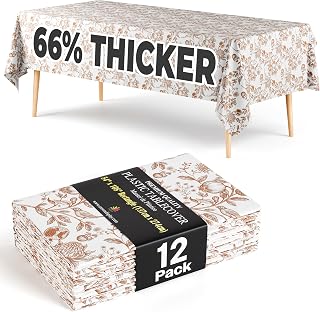 Exquisite 66% 두꺼운 꽃무늬 플라스틱 식탁보 직사각형 137.2 x 274.3cm(54 x 108인치) 12팩 - 석류 일회용 여름 테이블 보 티 파티 장식 - 과일 프린트 테이블 커버 브라이덜 샤워 웨딩 가을