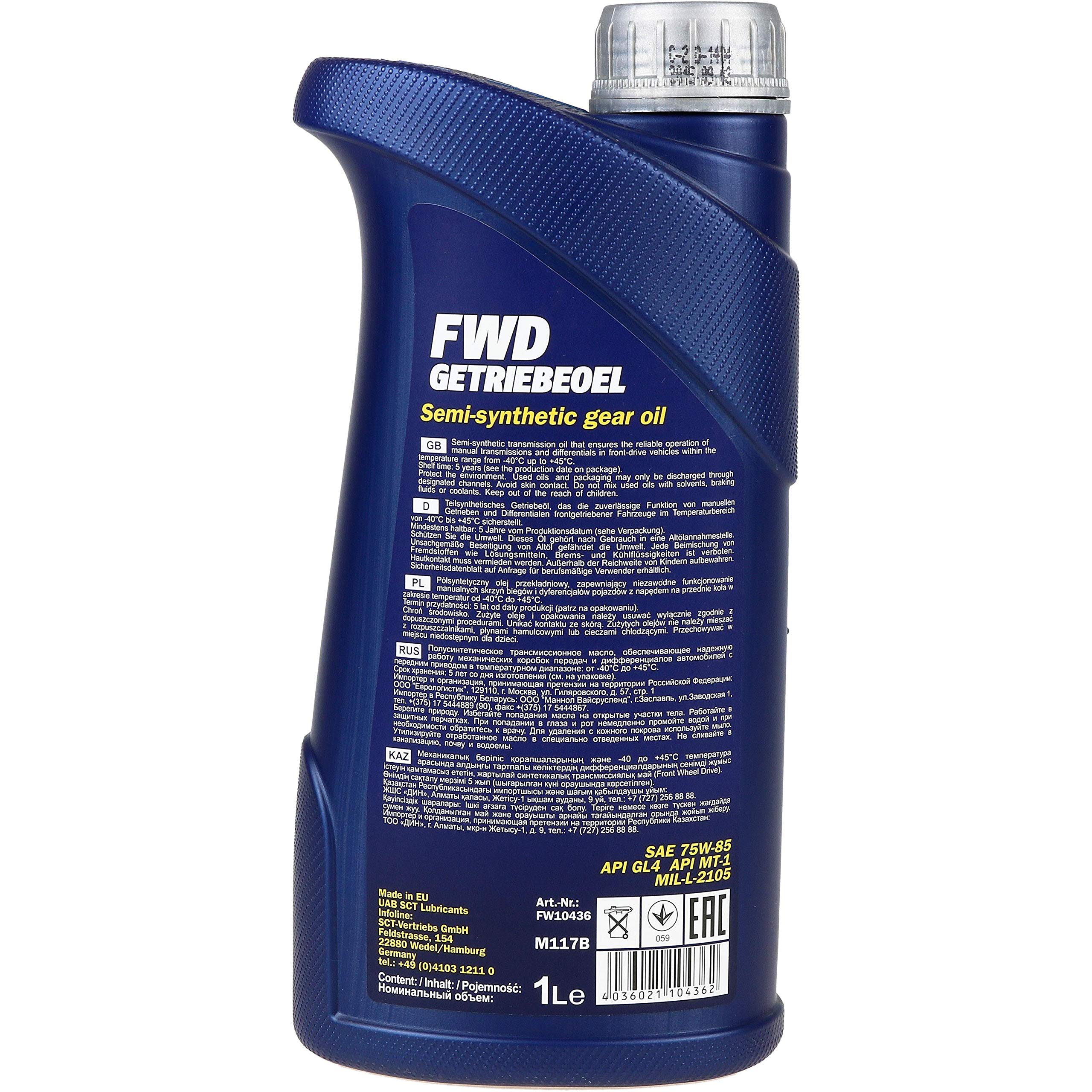 MANNOL Huile de transmission d'origine FWD 75W-85 API GL 4 5 l