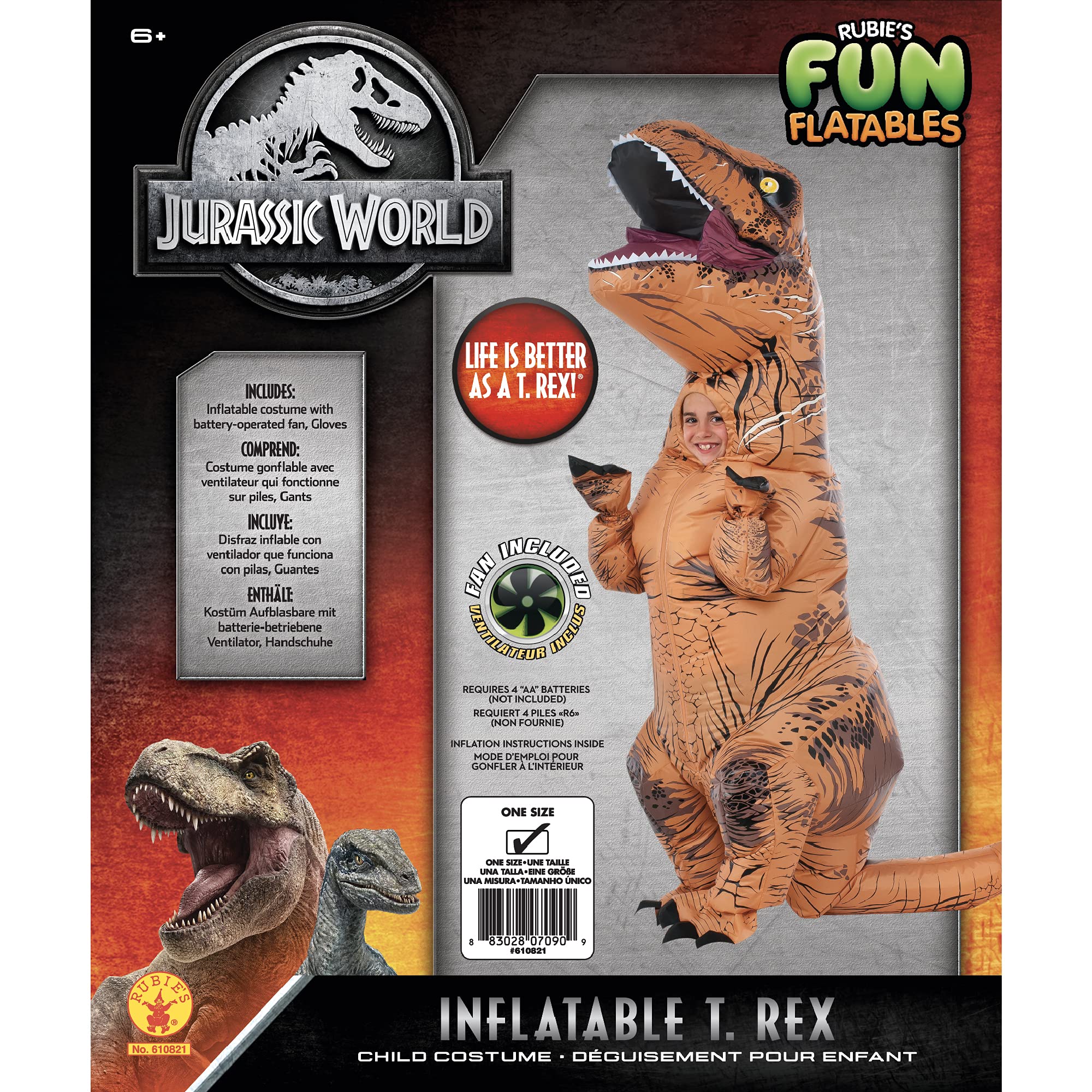 Rubies Child's The Original Inflatable Dinosaur Costume, TRex, One