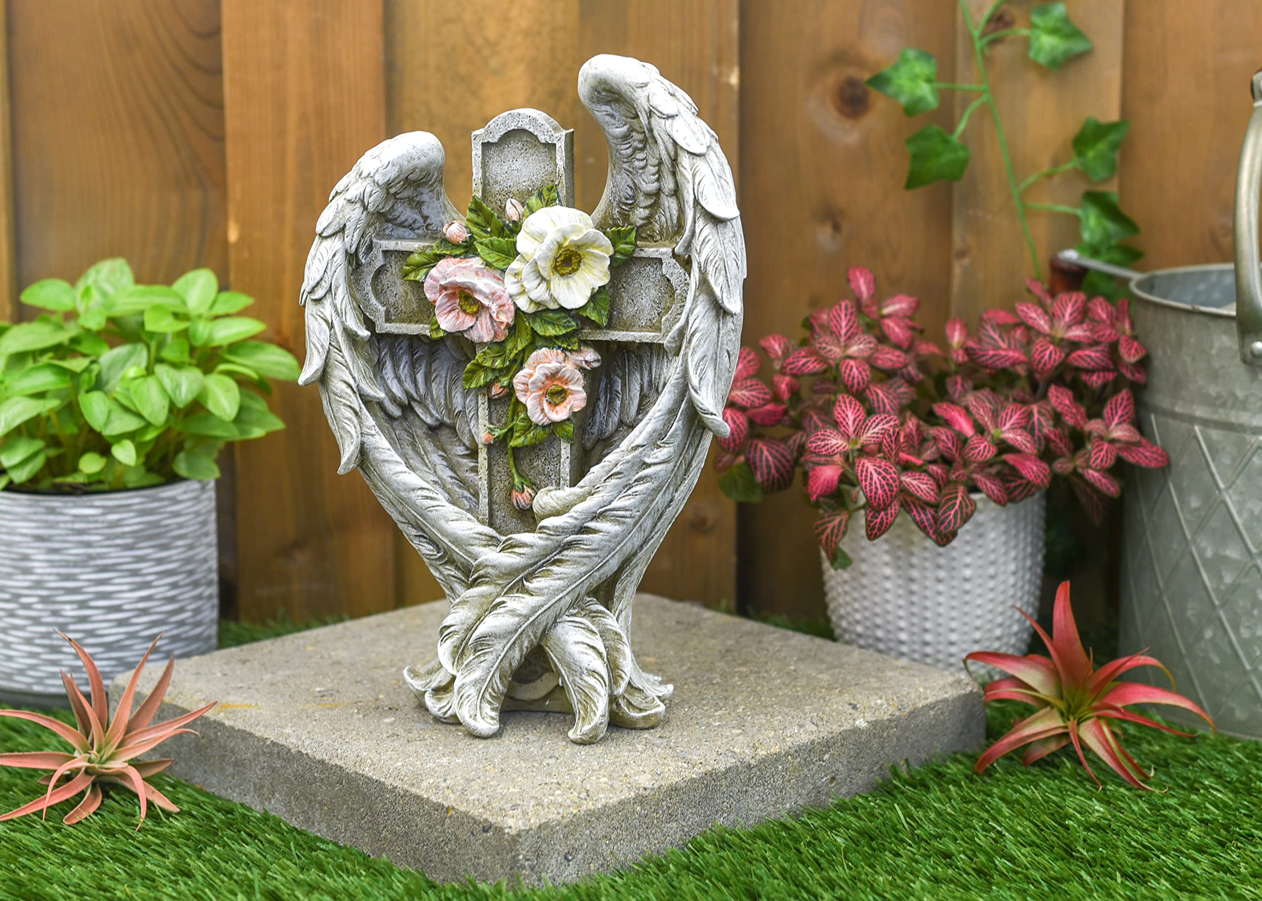 Amazon.com: Napco Angel Wings Embracing Cross Grey and Pink 11.75