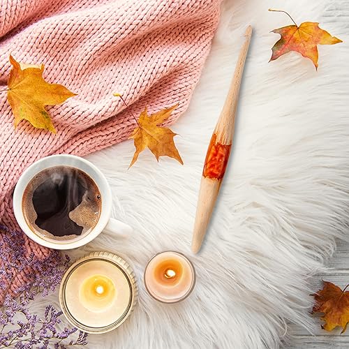 Miniatura 5 de Ommi - Ganchos de ganchillo con mango ergonómico, hechos a mano, 6.7 pulgadas, madera de haya al vapor y resina naranja, aguja de tejer, tejido de