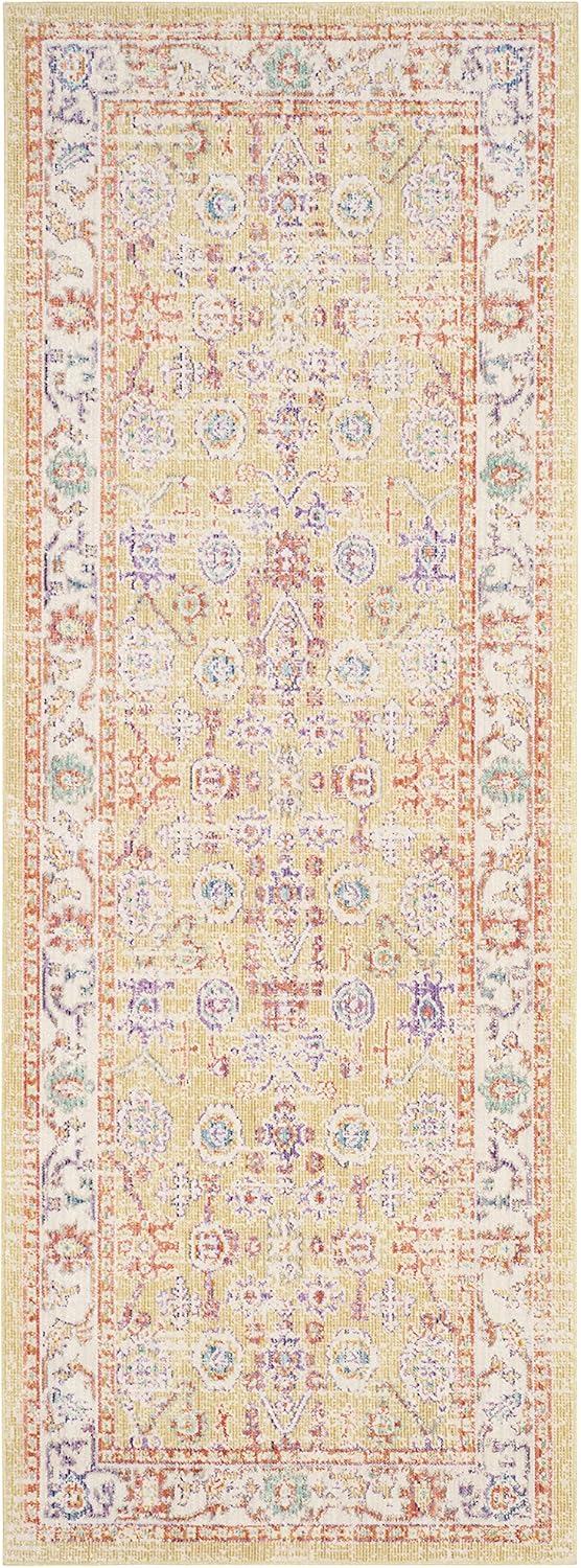 SAFAVIEH Windsor Collection Runner Rug - 3' x 8', Grey & Cream, Shabby Chic Boho Distressed Design, Non-Shedding & Easy Care, Ideal for High Traffic Areas in Living Room, Bedroom (WDS313G)