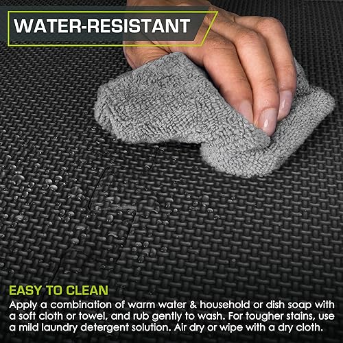 Miniatura 6 de ProsourceFit - Tapete de ejercicio extra grueso, azulejos entrelazados de espuma EVA para protección, suelo de entrenamiento acolchado, negro, 1