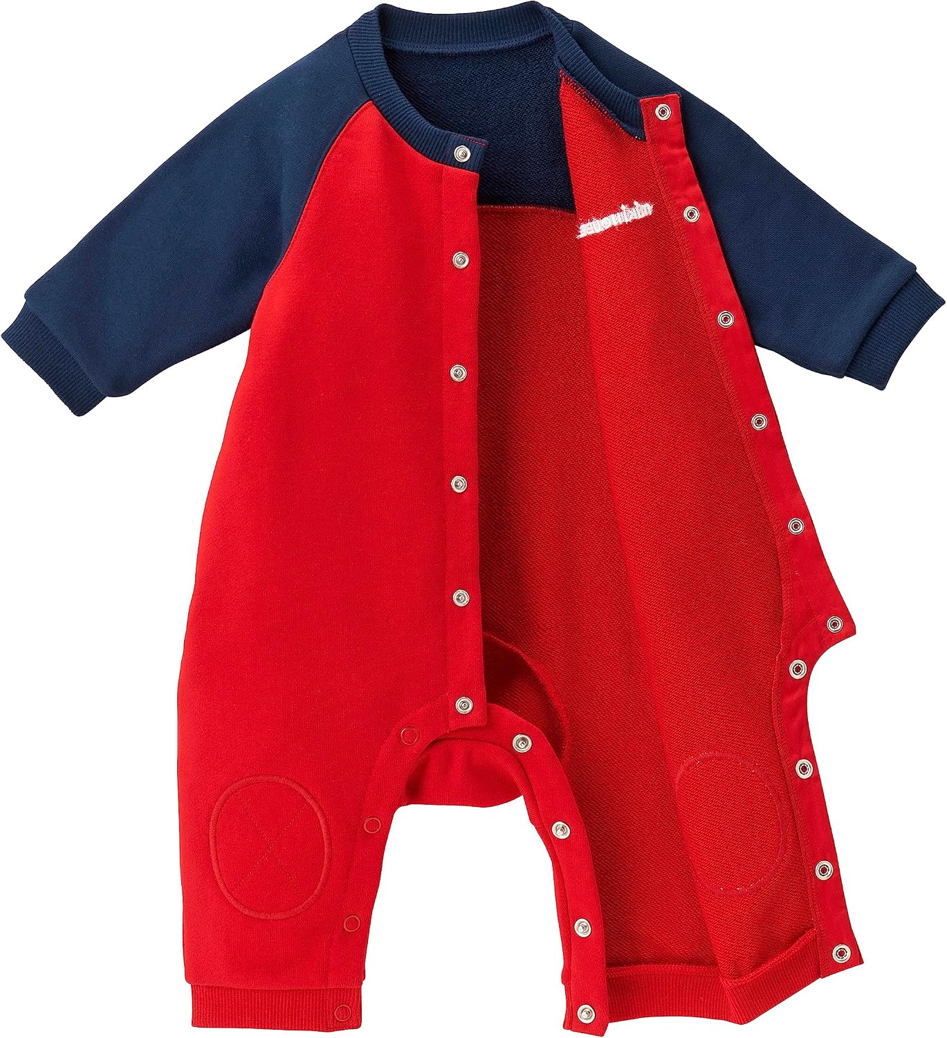 Amazon.co.jp: [ミキハウス] カバーオール 70cm 赤×紺 ロンパース ロゴ