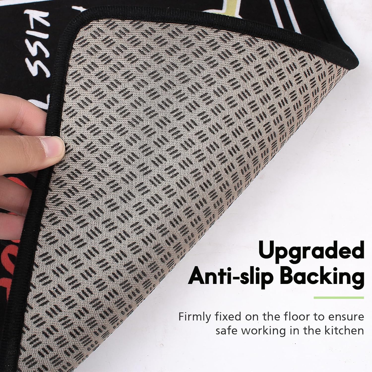 Kitchen Rug Sets of 2 Piece Non Slip Kitchen Rugs and Mats Washable Kitchen Mats for Floor Kitchen Carpet Runner Rugs Decor for Laundry Bathroom Living Room,Colorful Kitchen Rules 20"x 59"+20"x 32"