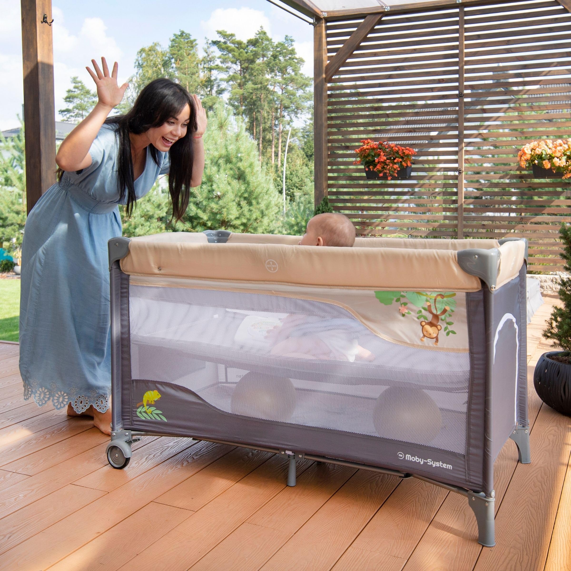 Lettino Da Viaggio Mobiclinic Mofli 2 In 1 - Culla E Box Pieghevole, Fino A 15 Kg | Grigio, Traspirante - Foto 3