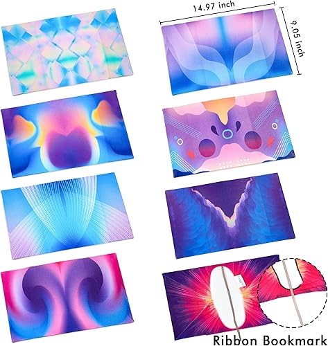 Miniatura 2 de Feela Paquete de 8 fundas elásticas de tela jumbo para libros, lavables, duraderas, reutilizables, de nailon para libros de texto de tapa dura,