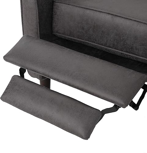 Miniatura 37 de GDFStudio Macedonia - Sillón reclinable de tela con respaldo copetudo, moderno Gris,azul (Muted Blue),Verde apagado/Espresso oscuro,Morado