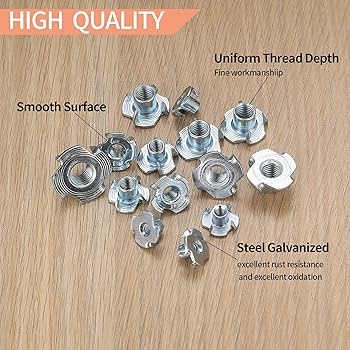 110pcs Galvanized T Nut Set, M10 M8 M6 M5 M4 M3 Four