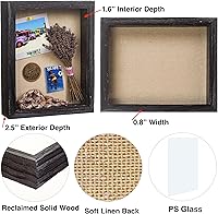 Vista 2 de Shadow Box - Marco de fotos de madera natural de 12 x 16 pulgadas con parte trasera de lino para recuerdos, alfileres, premios, medallas, entradas