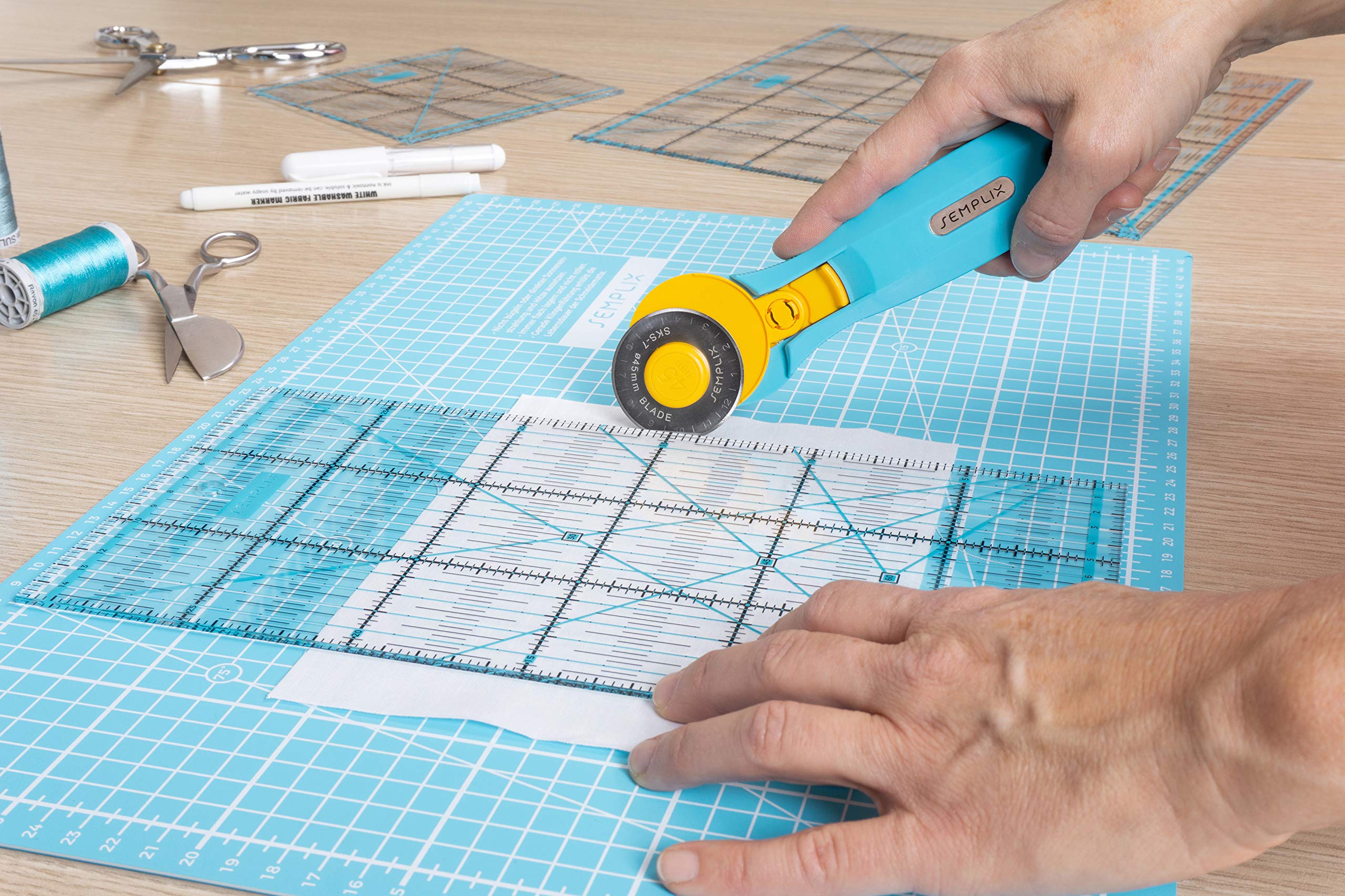 Semplix Schneidematten Set A2 Rollschneider Lineal Prym (türkis/petrol)