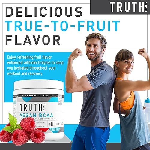 Miniatura 7 de Truth Nutrition Polvo vegano BCAA - Aminoácidos naturales BCAAS en polvo para energía construcción muscular bebida de recuperación después del