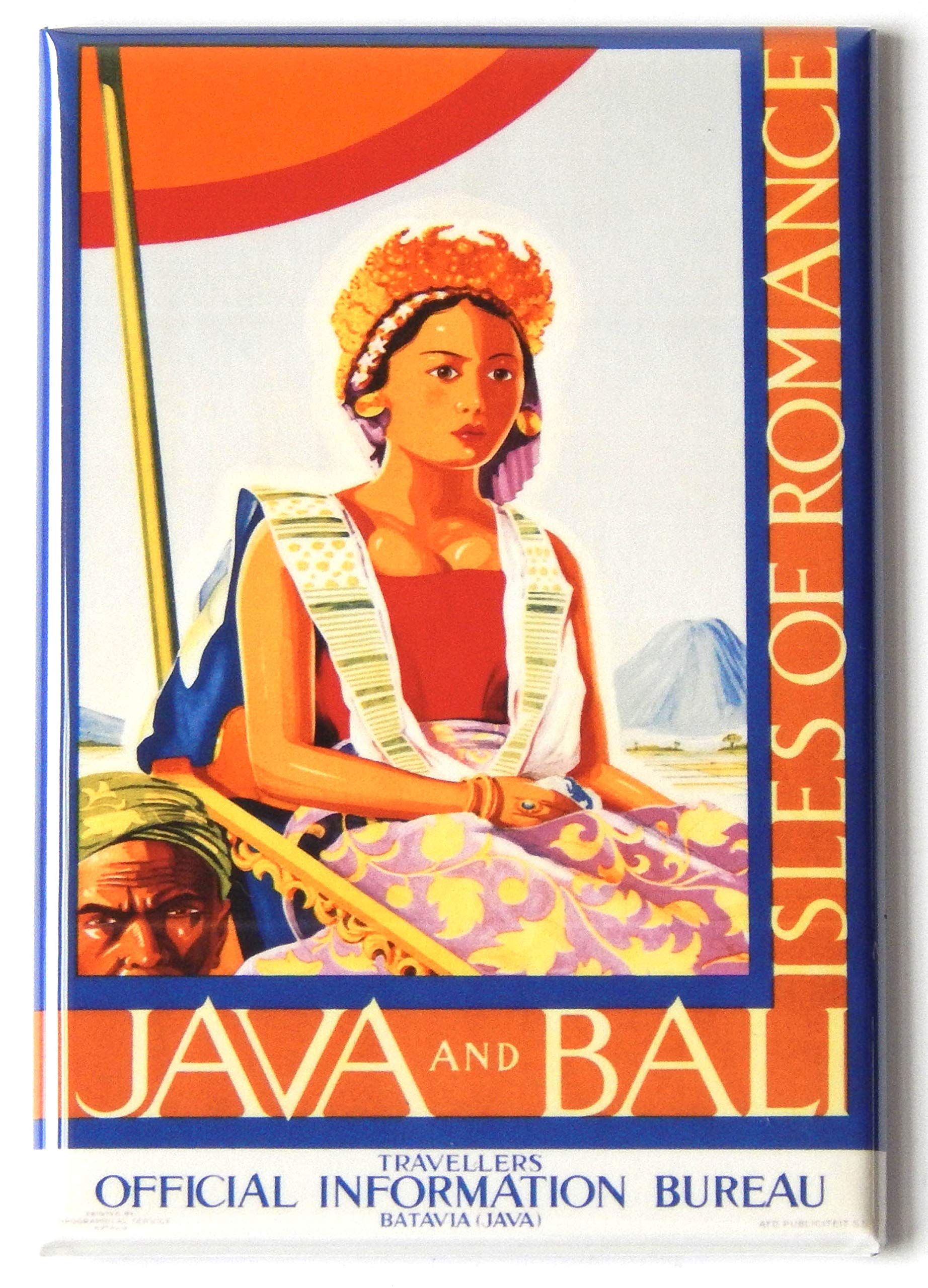 Java and Bali Indonesia Fridge Magnet (1.75 x 2.75 inches) Travel Poster
