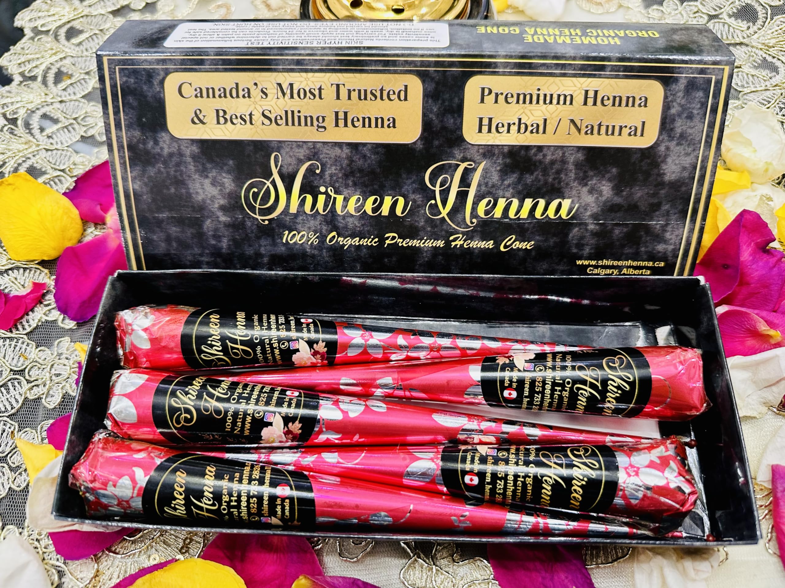 Shireen Henna Premium Organic Henna Cones, 100% Natural, 5 Cones