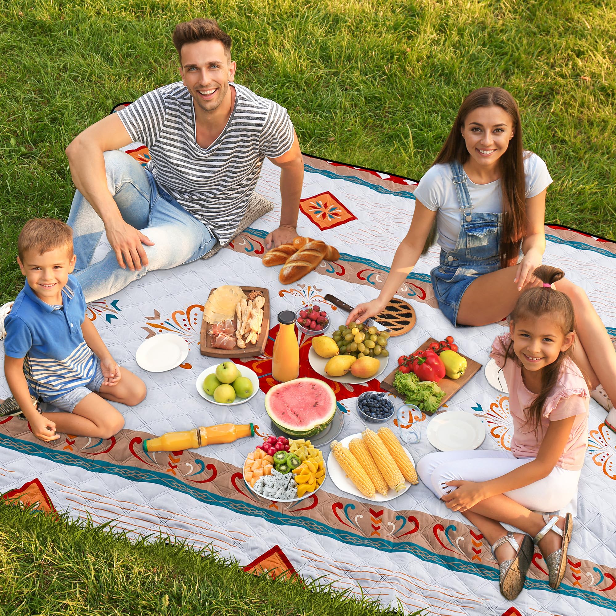 Coperta Picnic Impermeabile 200x200cm Lavabile in Lavatrice (Rosso)