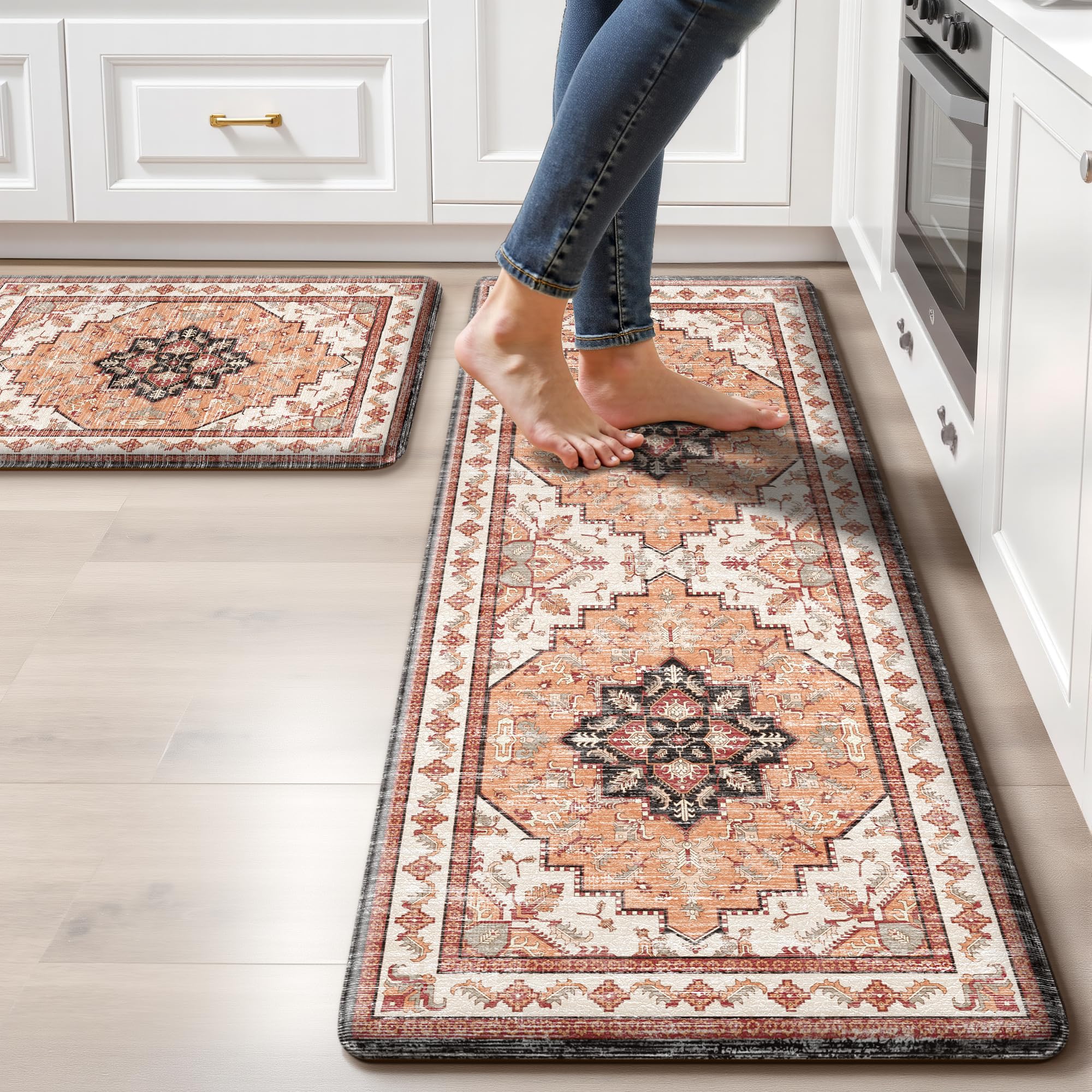 Boho Kitchen Mats - Beige Tan, Anti-Fatigue Rugs -27 Boho Kitchen Mats - Beige Tan, Anti-Fatigue Rugs -27