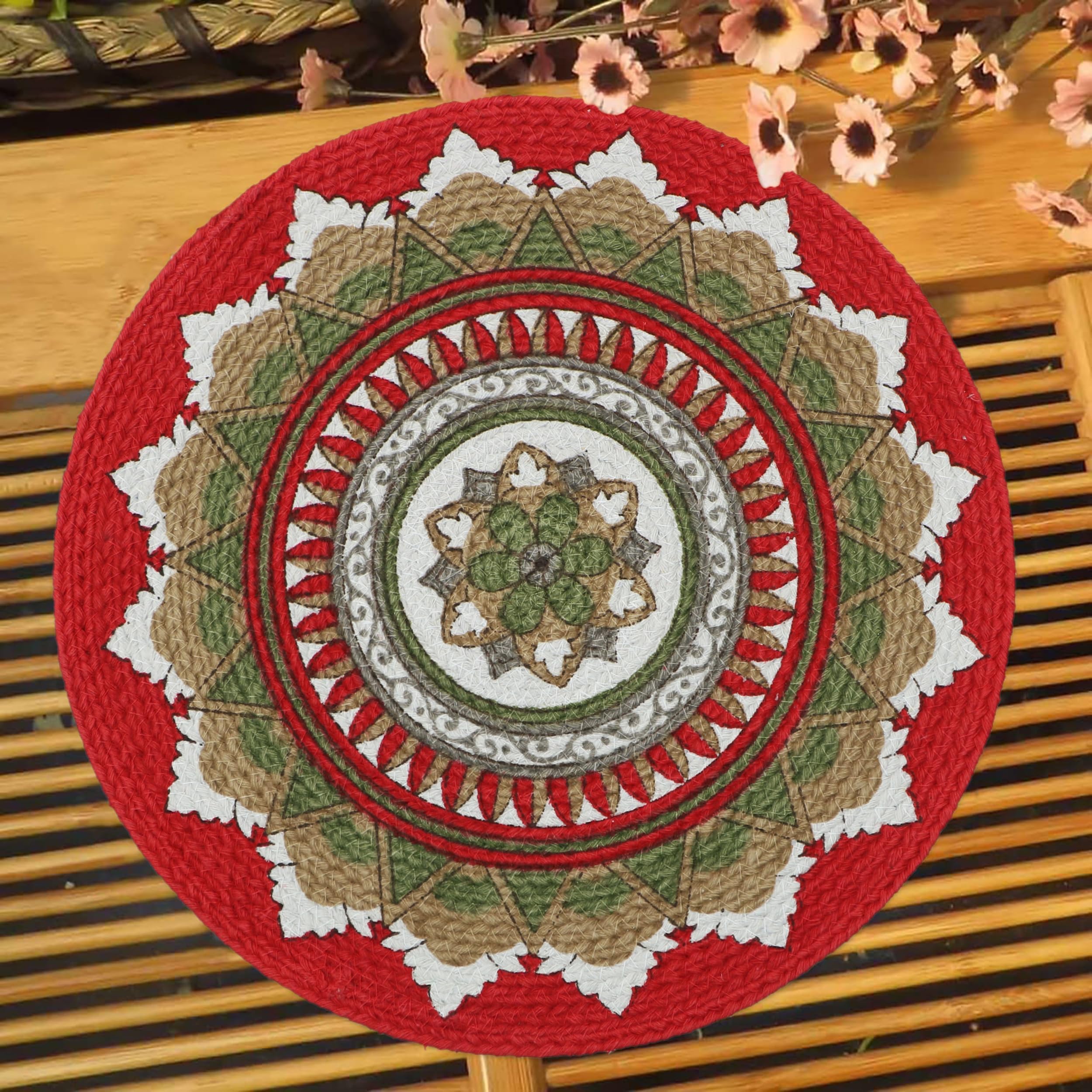 Buy HomeStorie Braided Cotton Round Table Mats for Center Table Coffee Table Mats for Home