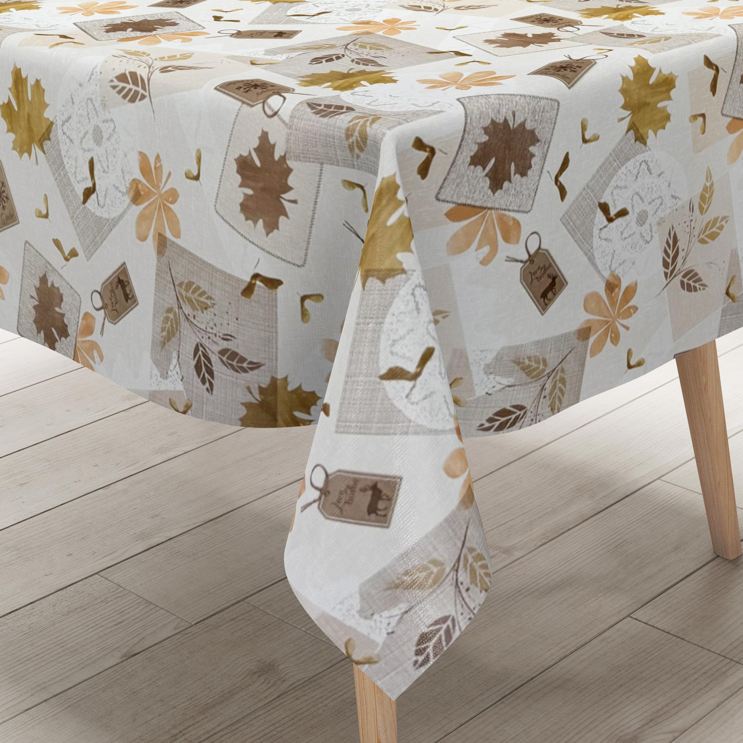 Wachstuch Tischdecke K121A Herbst KÜSST Winter Laub Blätter - Größe und Form frei wählbar + knickfreier Versand + gerollt auf Papphülse
