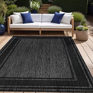 Beverly Rug Outdoor Rug 6x9 Modern Bordered Area Rugs for Indoor and Out...