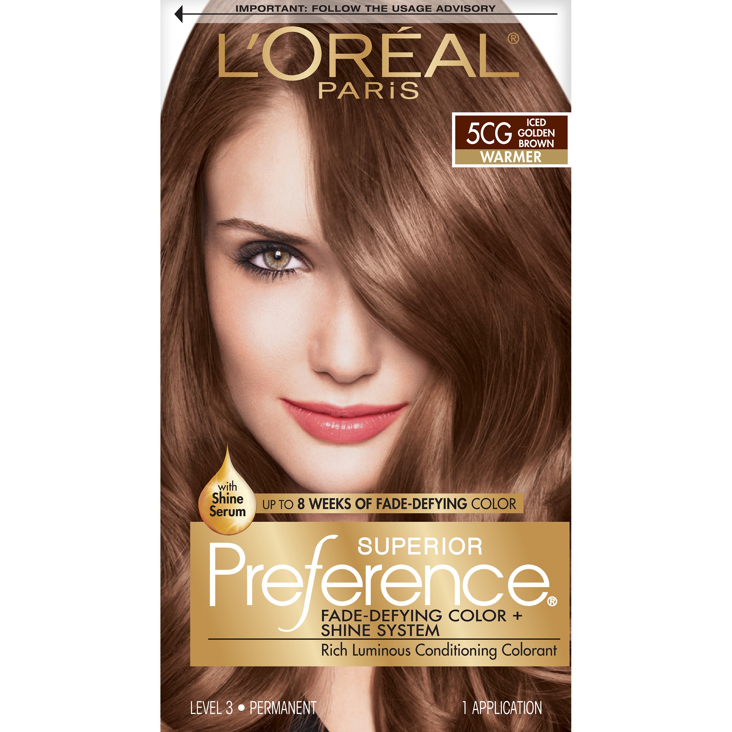 L'Oreal Paris Superior Preference Fade-Defying Color + Shine System, 5CG Iced Golden Brown (Packaging May Vary)