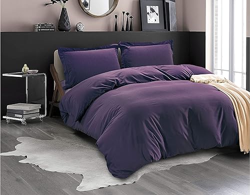 Miniatura 48 de Funda de edredón 100% algodón de 600 hilos, 1 pieza con cierre de cremallera y lazos en las esquinas, funda de edredón