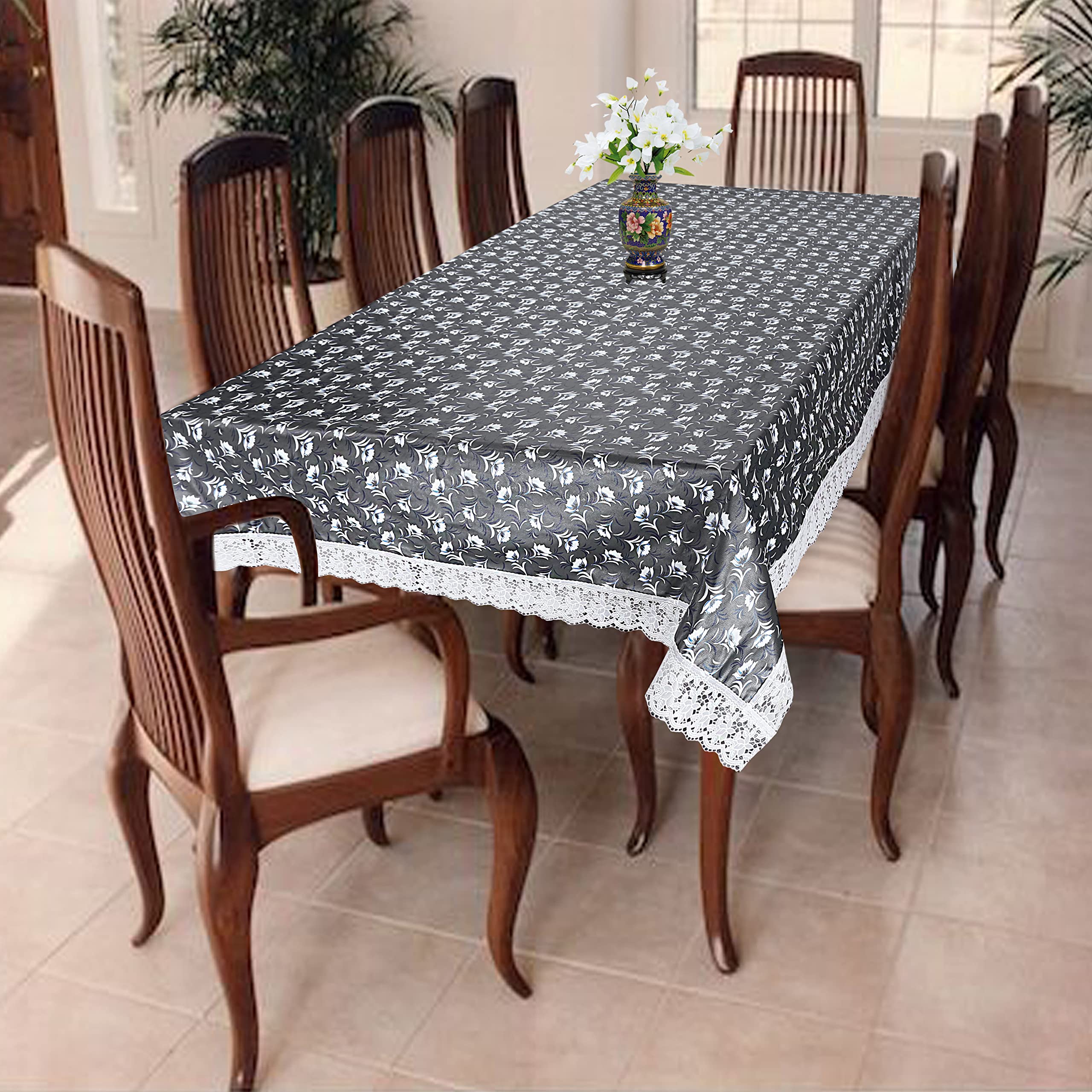 Homerz Premium 6-8 Seater Dining Table Cover for 6 to 8 Seater, 60 x 90 inch Size, Waterproof and Dustproof (Black Emboss, 60x90 inch- 6-8 Seater)