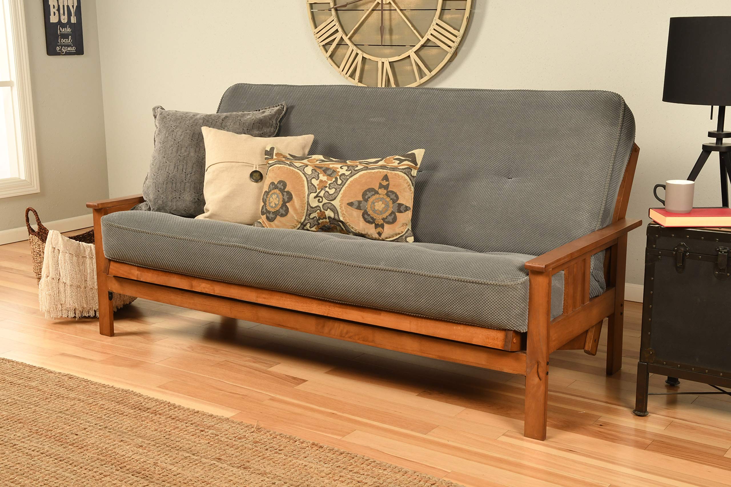Kodiak Furniture Monterey Futon Set, No Drawers, with Barbados Base and Marmont Thunder Mattress