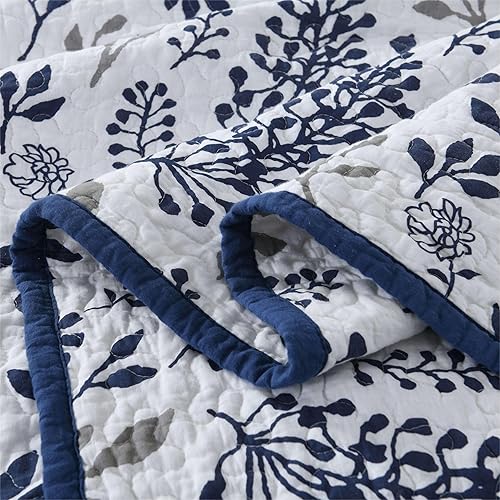 Miniatura 10 de Juego de edredón de tamaño Queen, diseño floral, 100% algodón, colcha acolchada de granja, tamaño Queen, juego de edredón reversible ligero para