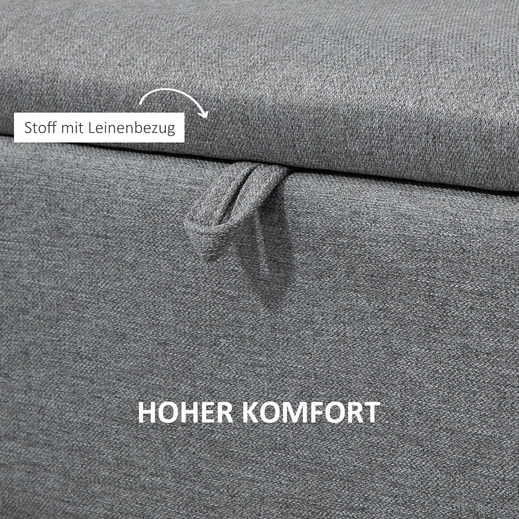 HOMCOM Panca Contenitore Rivestita in Tessuto, Effetto Velluto, Cassapanca con Contenitore Imbottita, per Camera da Letto, Soggiorno e Ingresso, 101x38.5x44.5 cm, Grigio