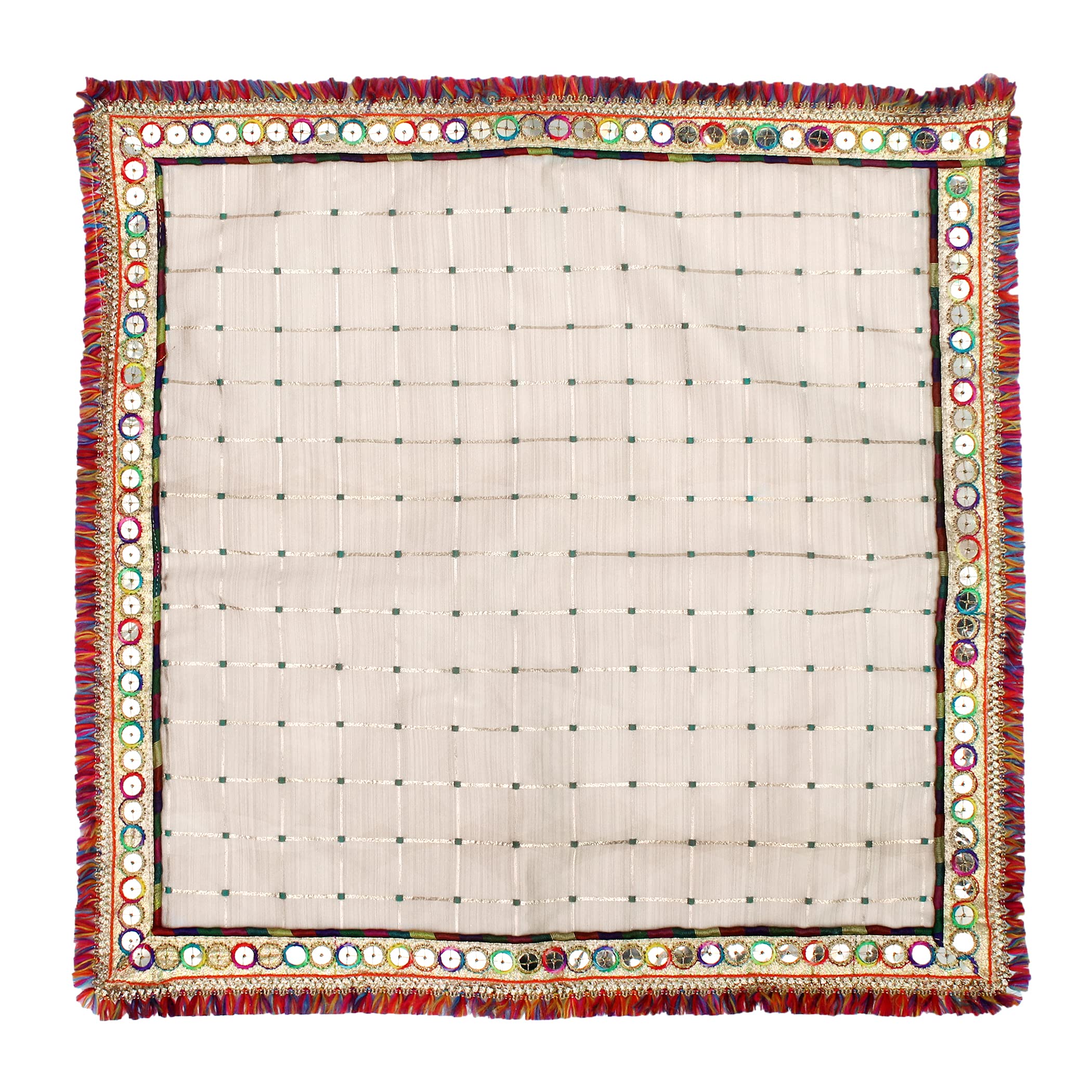 My God GiftMy God Gift (20X20 INCH) Puja Aasan Cloth/Puja Aasan Kapda/Puja Chowki Altar Cloth for Home & Mandir/Temple/God/Goddess with Emboidery(White)