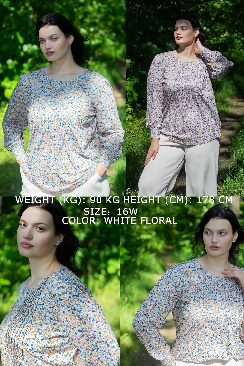 IN'VOLAND Women's Plus Size Long Sleeve Tunic Tops Pleated Crew Neck Shirts Casual Loose Blouse Fall T-Shirt - Image 3