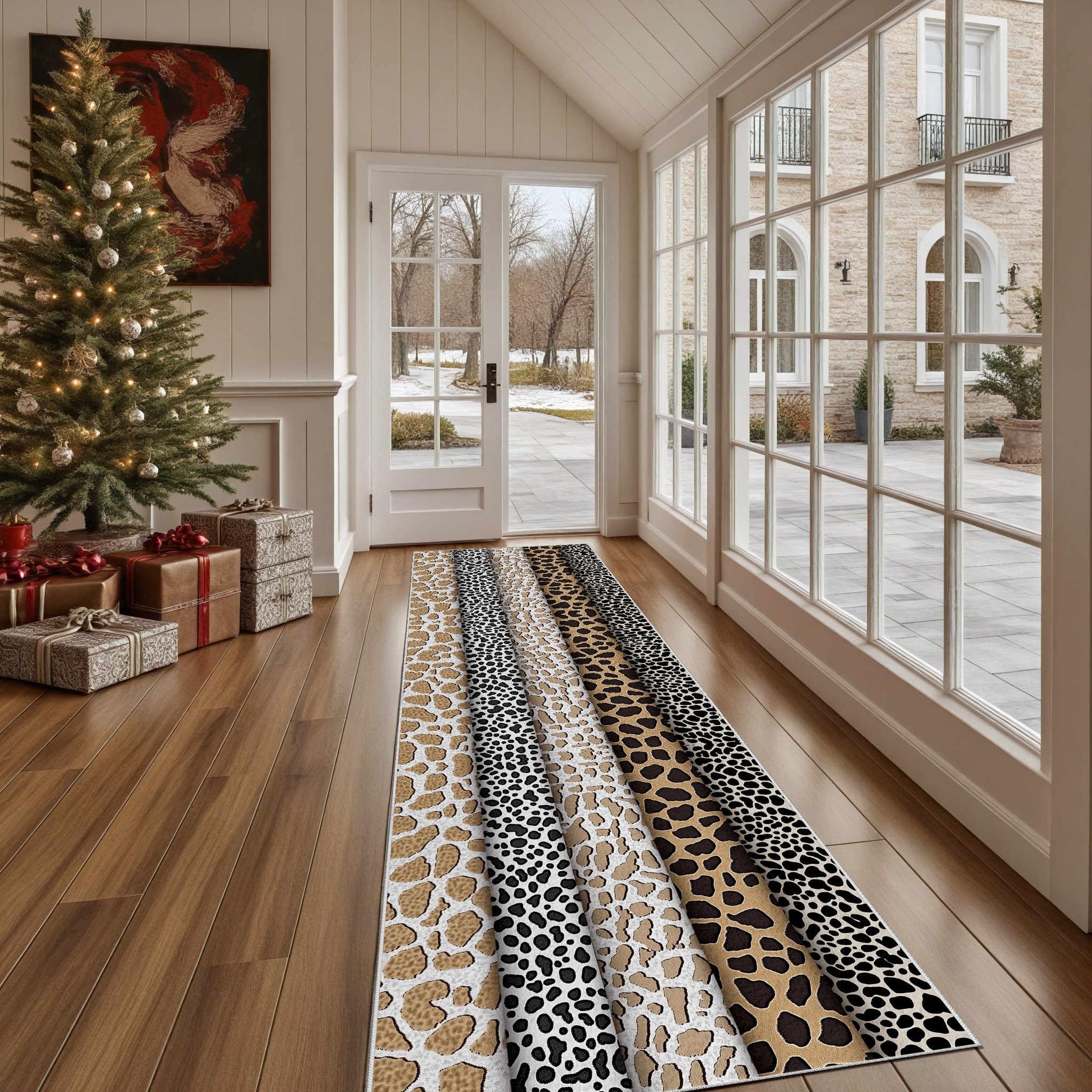 Rug Runners for Hallways Non Slip Animal Print Leopard Washable Long Runner Rug Safari Giraffe Kitchen Bedroom Corridor Entryway Rugs Wild Animal Cheetah Floor Mat 60x120cm