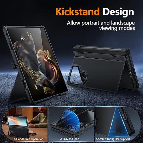 Miniatura 2 de Oterkin Funda para Samsung Galaxy Z Fold 5 con protector de pantalla integrado soporte para bolígrafo S y soporte más delgado compatible con MagSafe